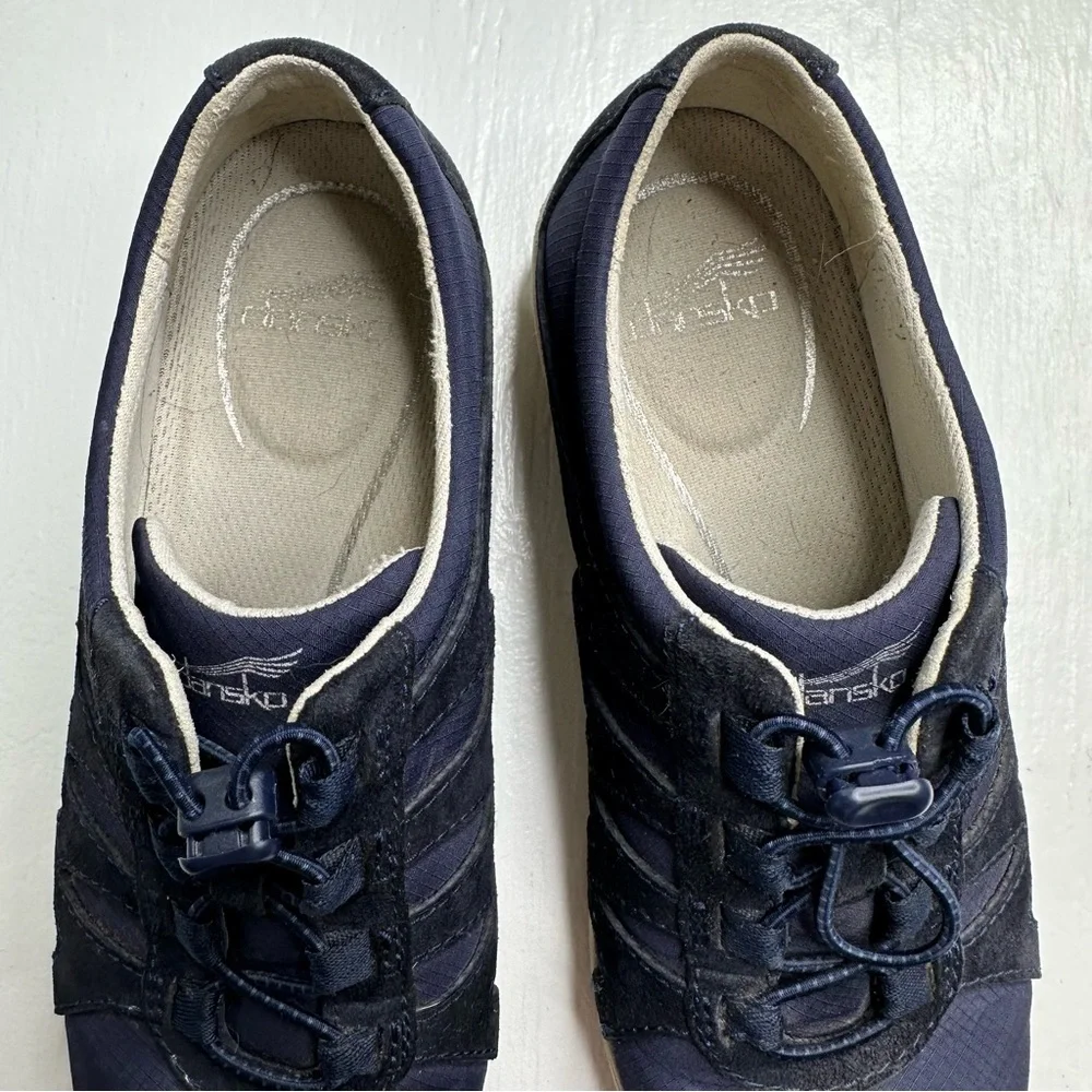 Dansko Womens Harlie Sneakers Womens Size 37 6.5/7 Navy Blue Suede Leather Shoes